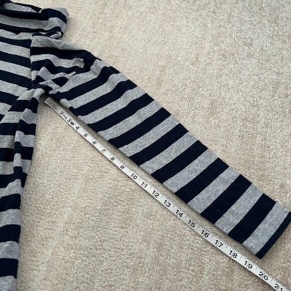 J. Crew Deck Striped Blue and Gray Cotton Long Sleeve Turtleneck Knit Top L - Picture 7 of 9